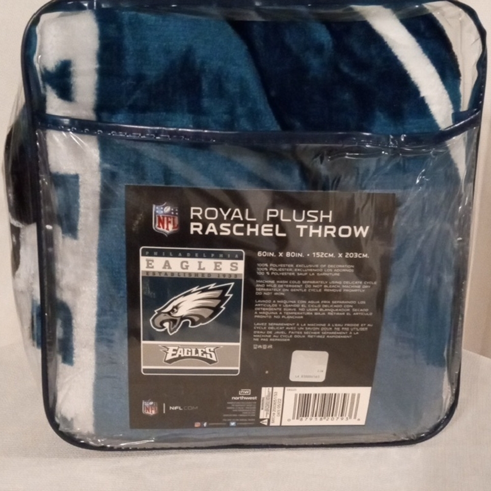 NFL Philadelphia Eagles Royal Plush Raschel Throw